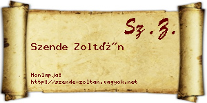 Szende Zoltán névjegykártya